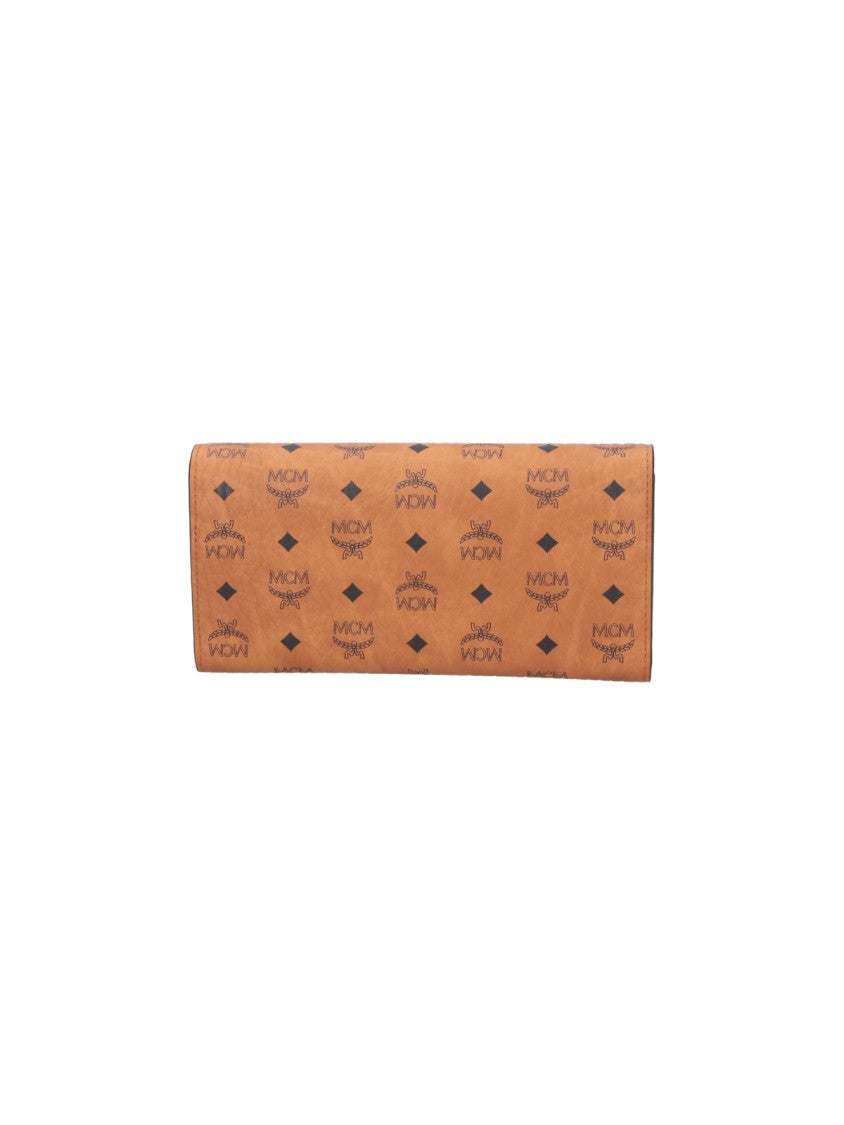 Mcm Brown Aren Visetos Canvas Wallet