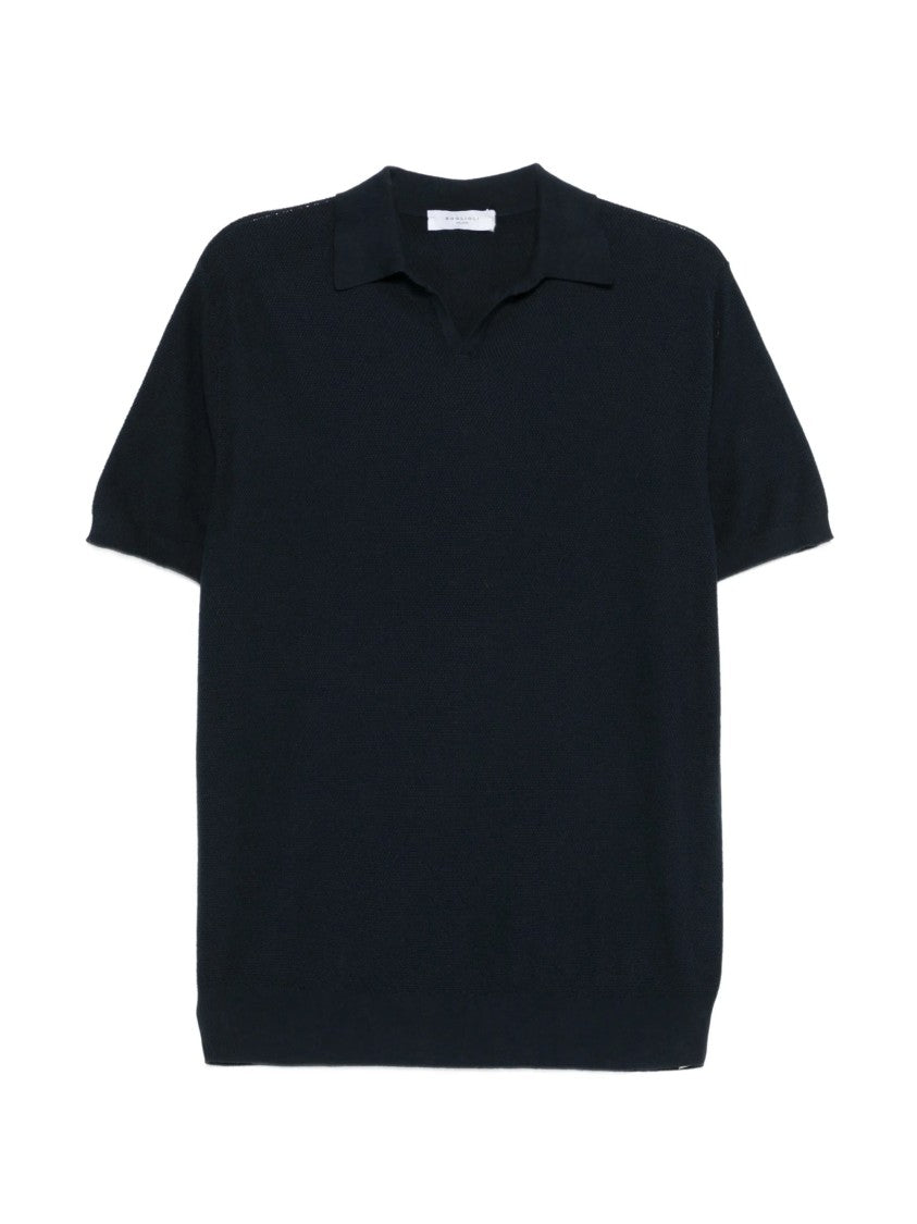 Boglioli Textured Knit Cotton Polo Shirt