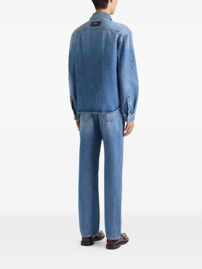 Givenchy Blue Silk And Nylon Casual Shirt