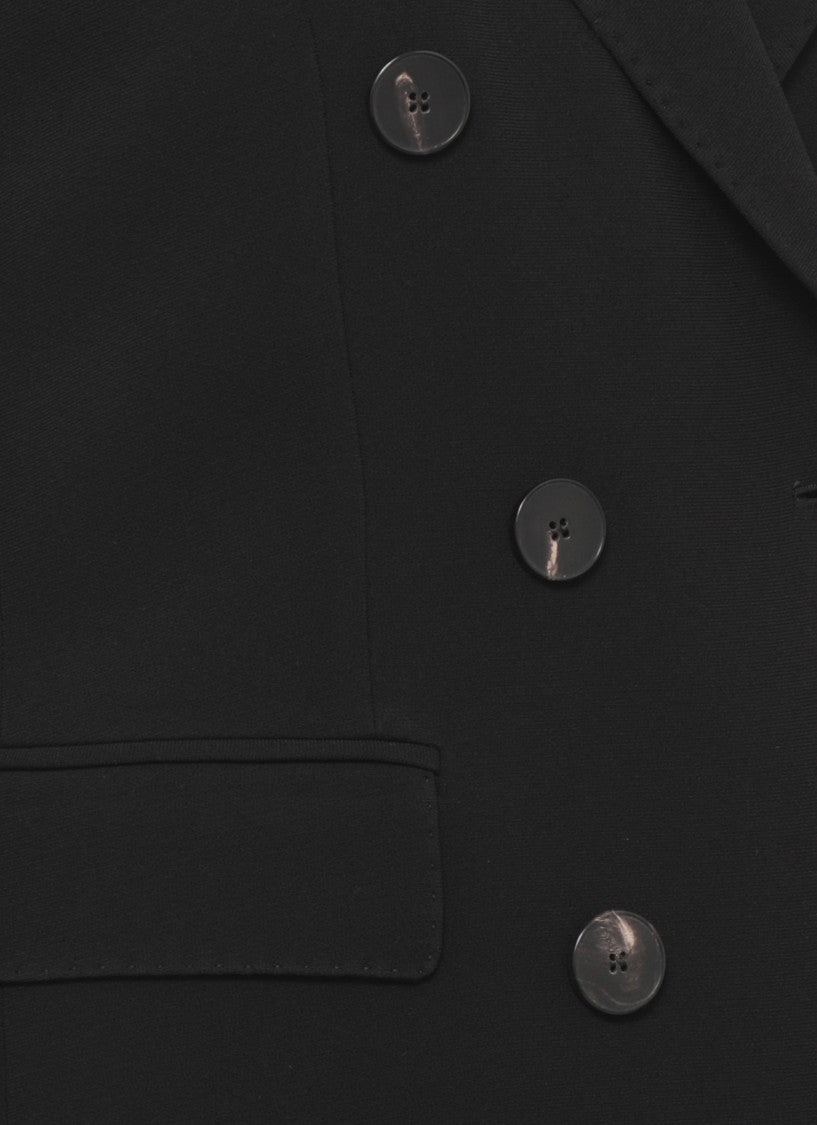 Alberto Biani Black Double-Breasted Classic Lapel Structured Jacket