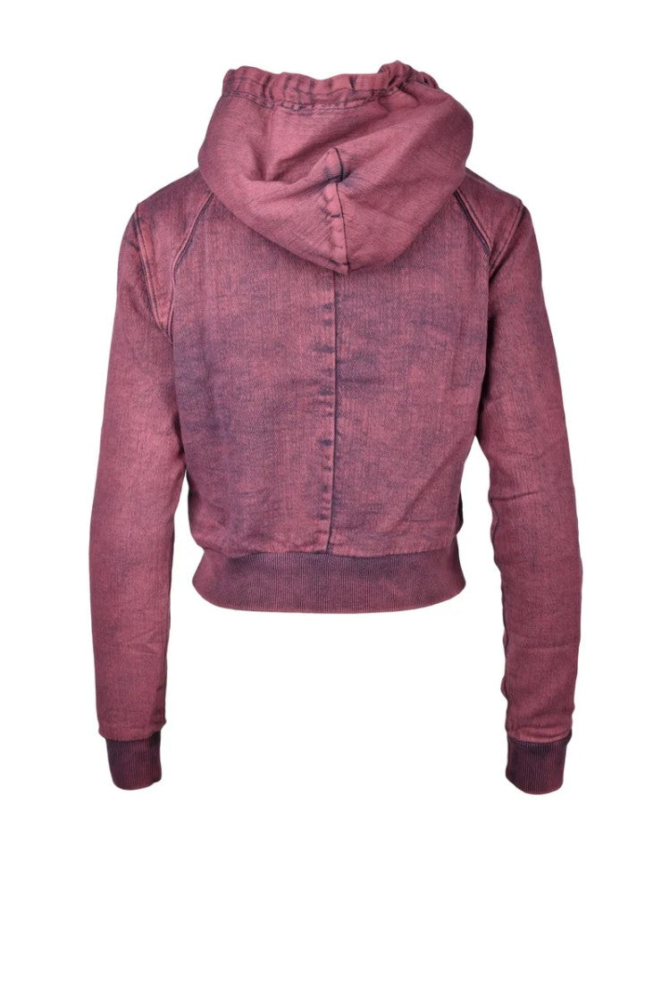 Diesel Cropped Red Sweatshirt With Drawstring Hood