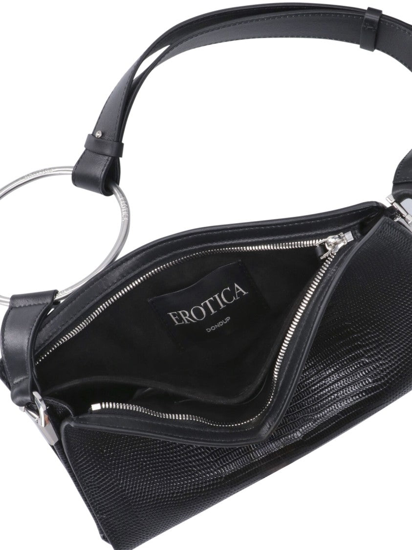 Dondup Black Calf Leather Single Handle Shoulder Bag