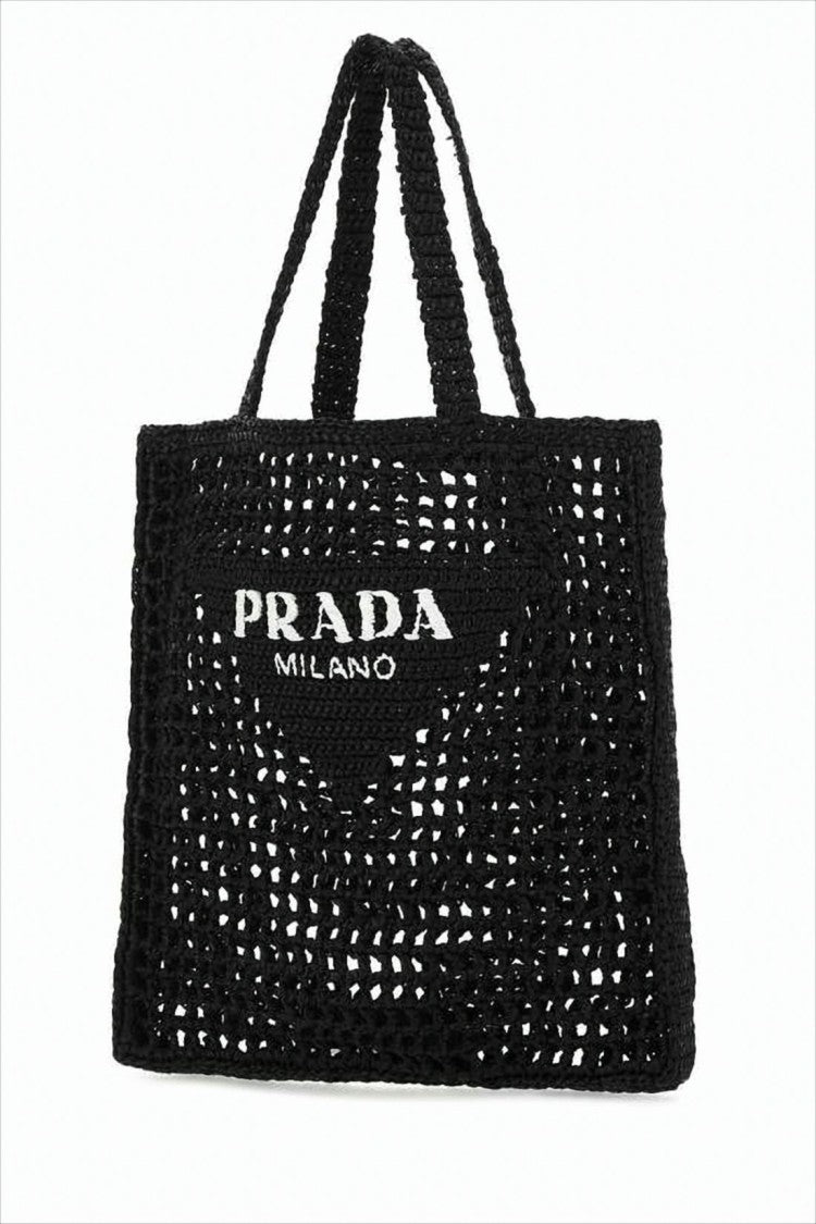 Prada Black Woven Raffia Shoulder Bag