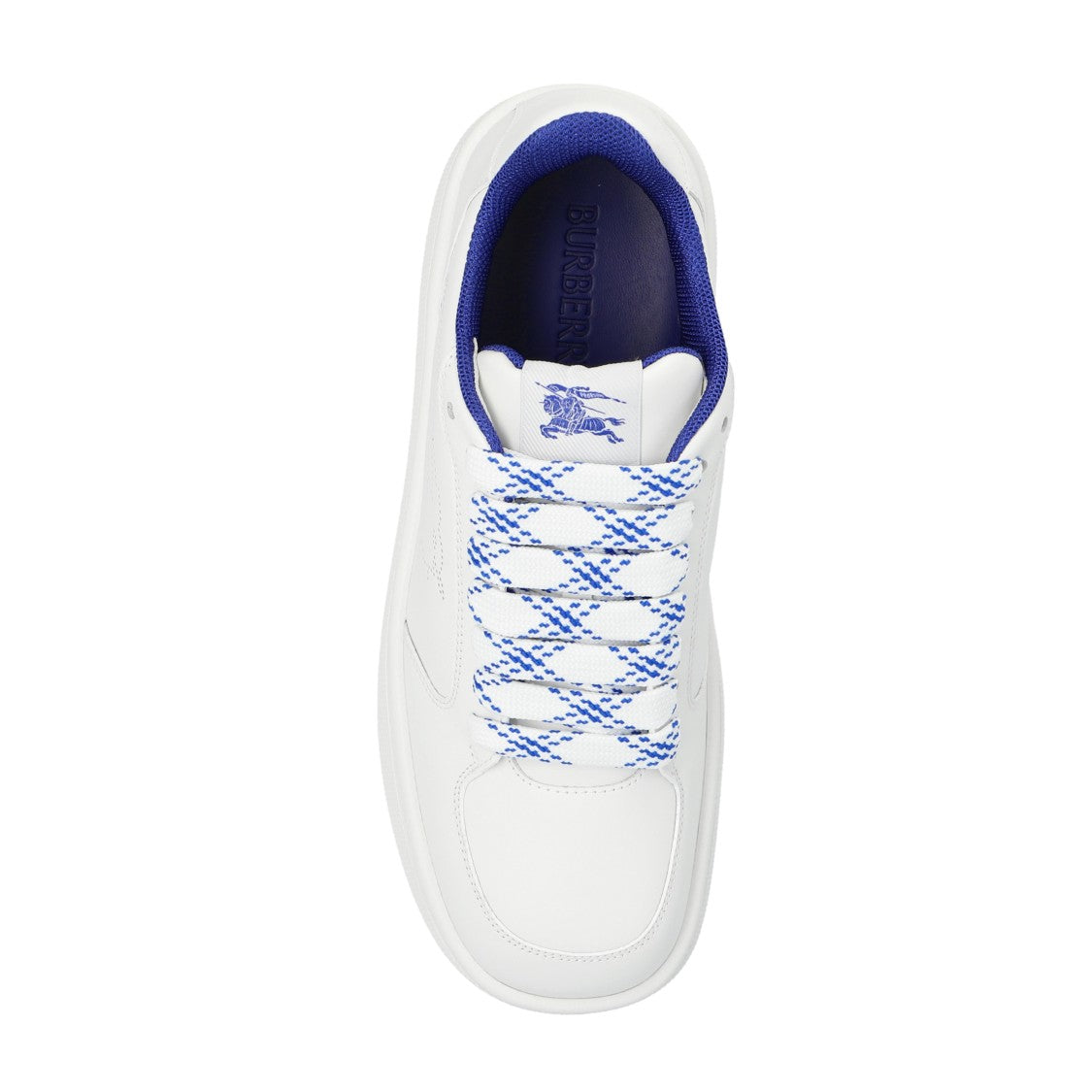 Burberry White Calf Leather Sneakers With Textured Tpu Sole