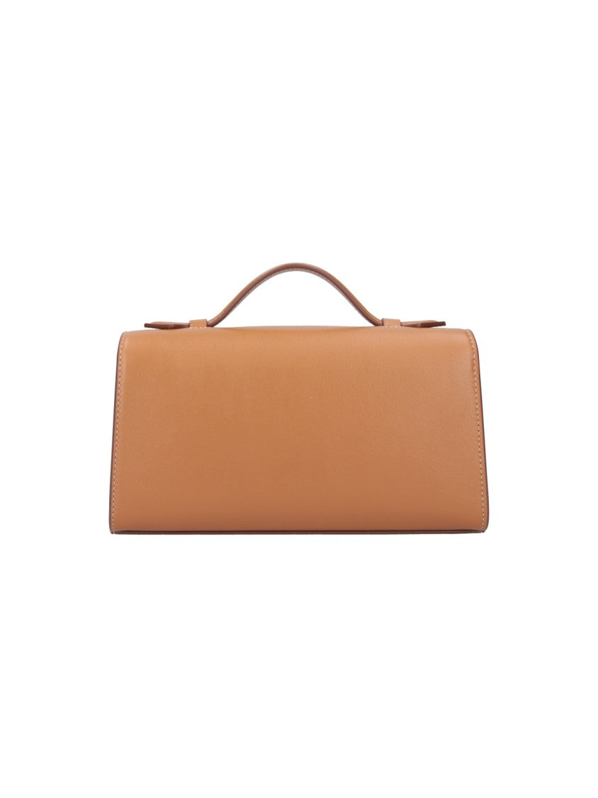 Savette Structured Brown Handbag With Silver-Tone Clasp Closure