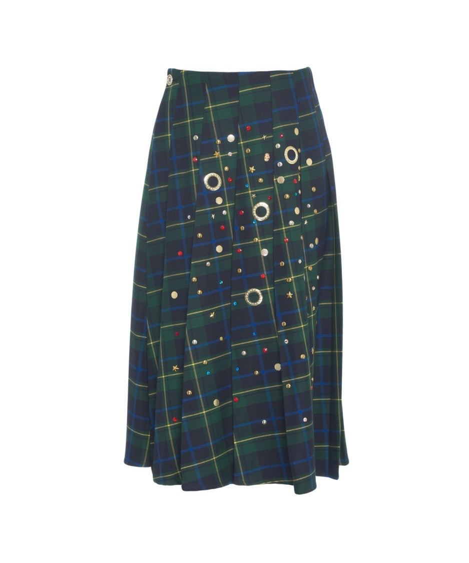 5 Progress Check Pattern Midi Skirt With Metallic Embellishments
