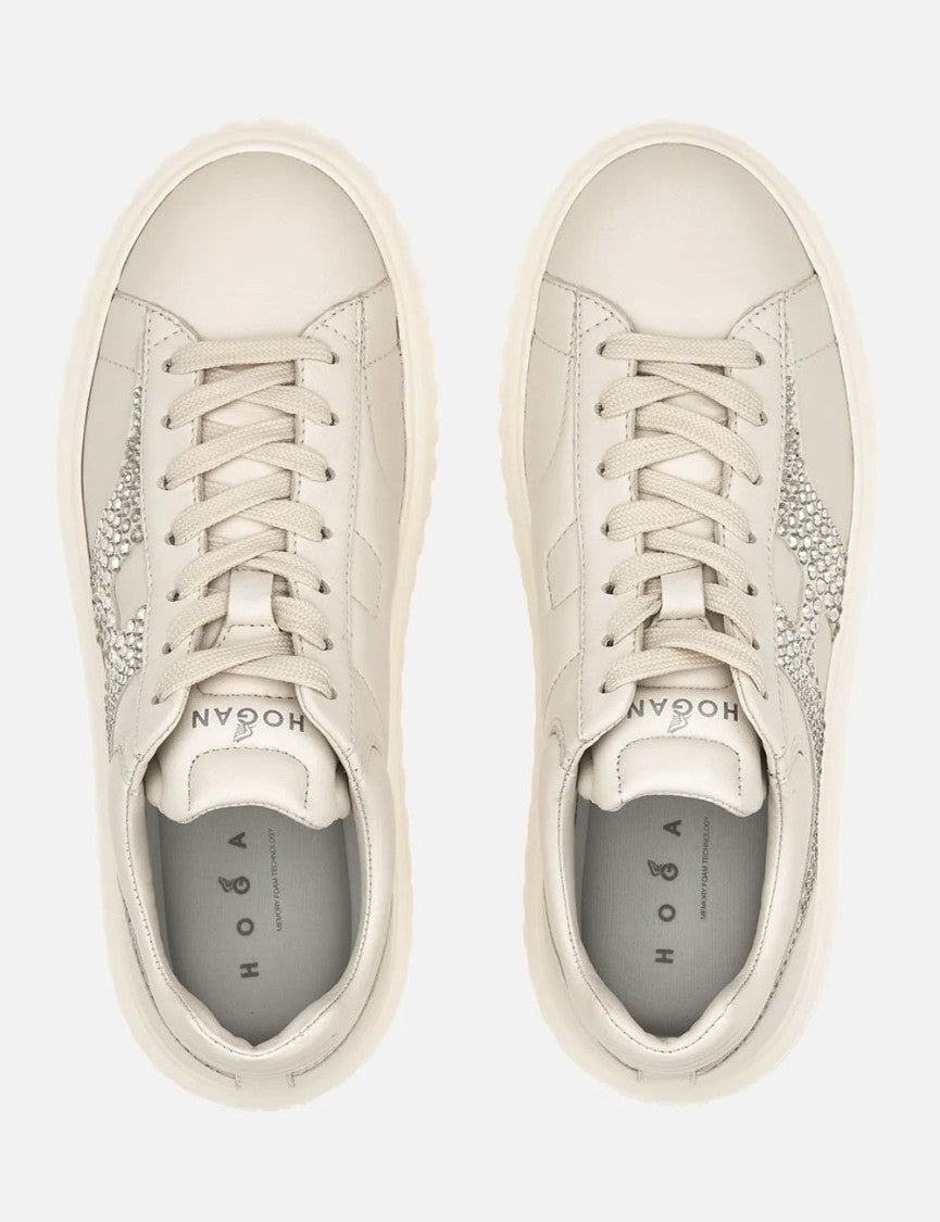 Hogan H-Stripes H Strass Sneakers With Crystal Embellishments