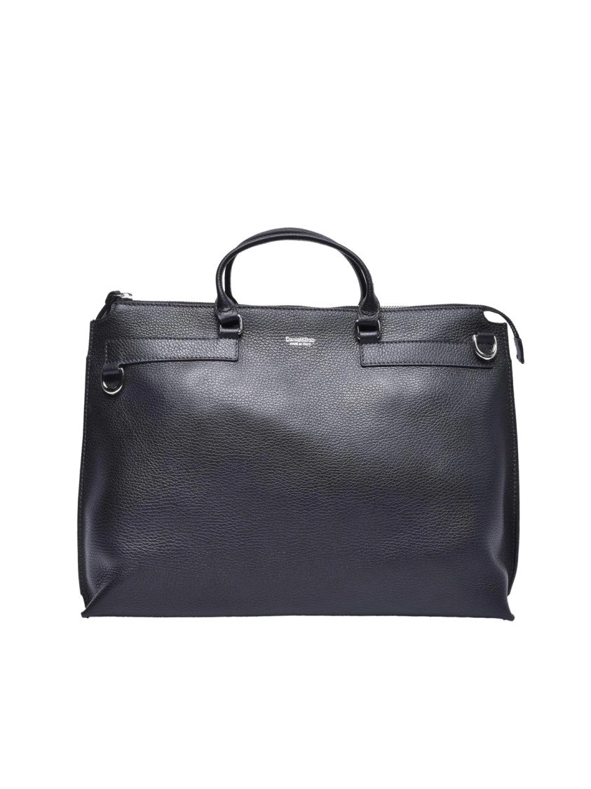 Danilel&Bob Black Double Handle Zip Leather Tote Bag