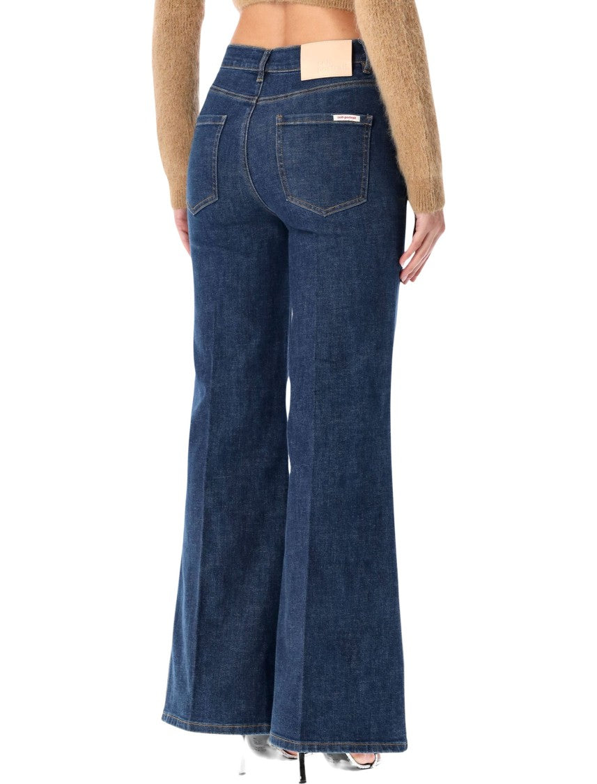 Self-Portrait High-Waisted Blue Fared Jeans
