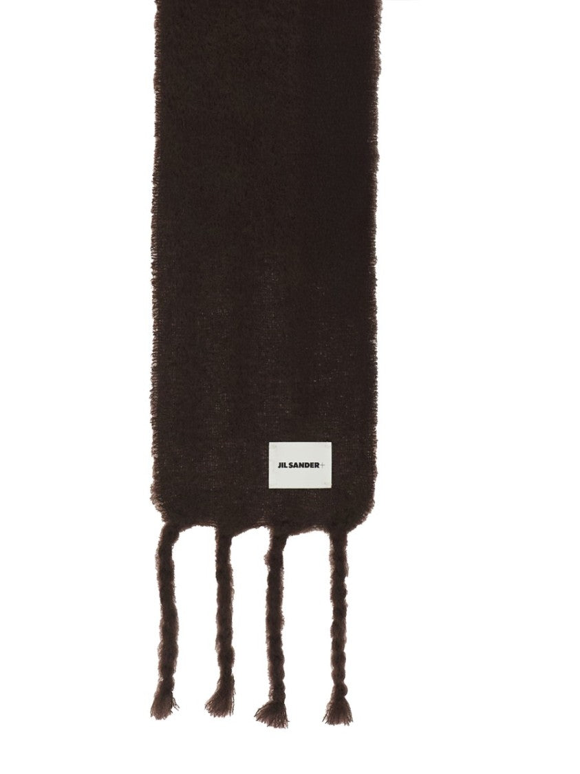 Jil Sander Fringed Wool Blend Scarf With Fuzzy Texture