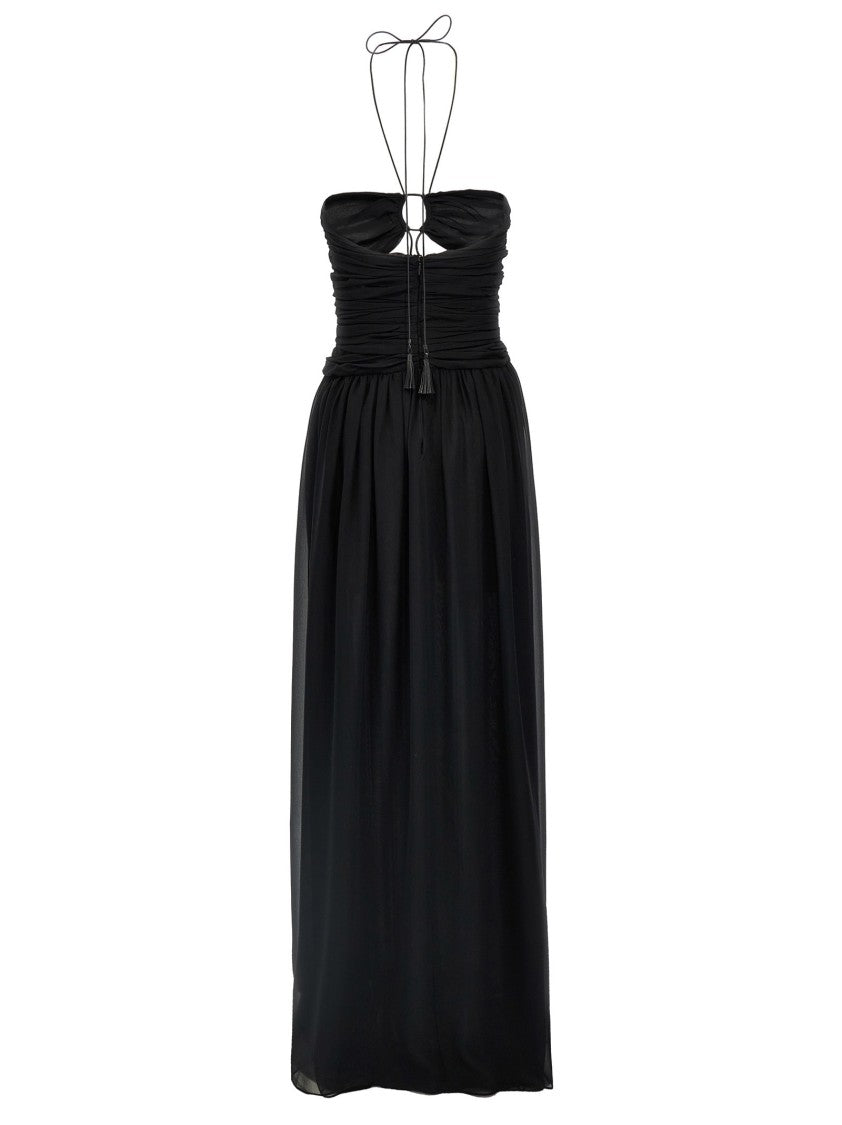 Tom Ford Cut-Out Detail Silk Maxi Dress With Draped Front
