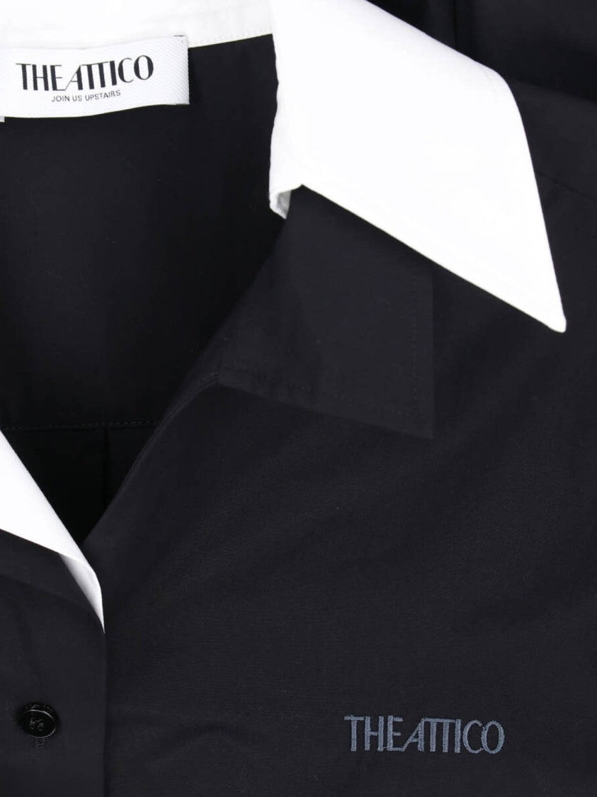 The Attico Black Shirt With White Pointed Collar