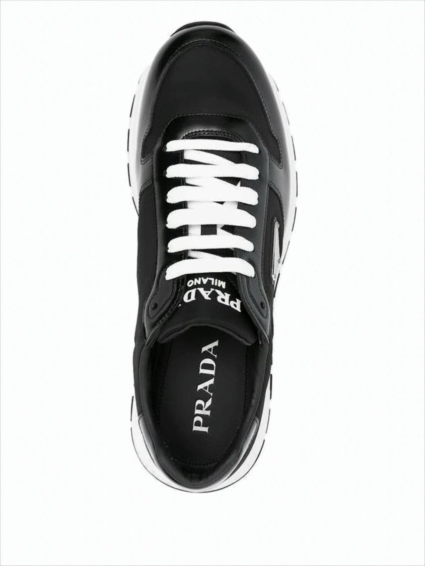 Prada Low-Top Black Sneakers With Leather And Nylon Upper