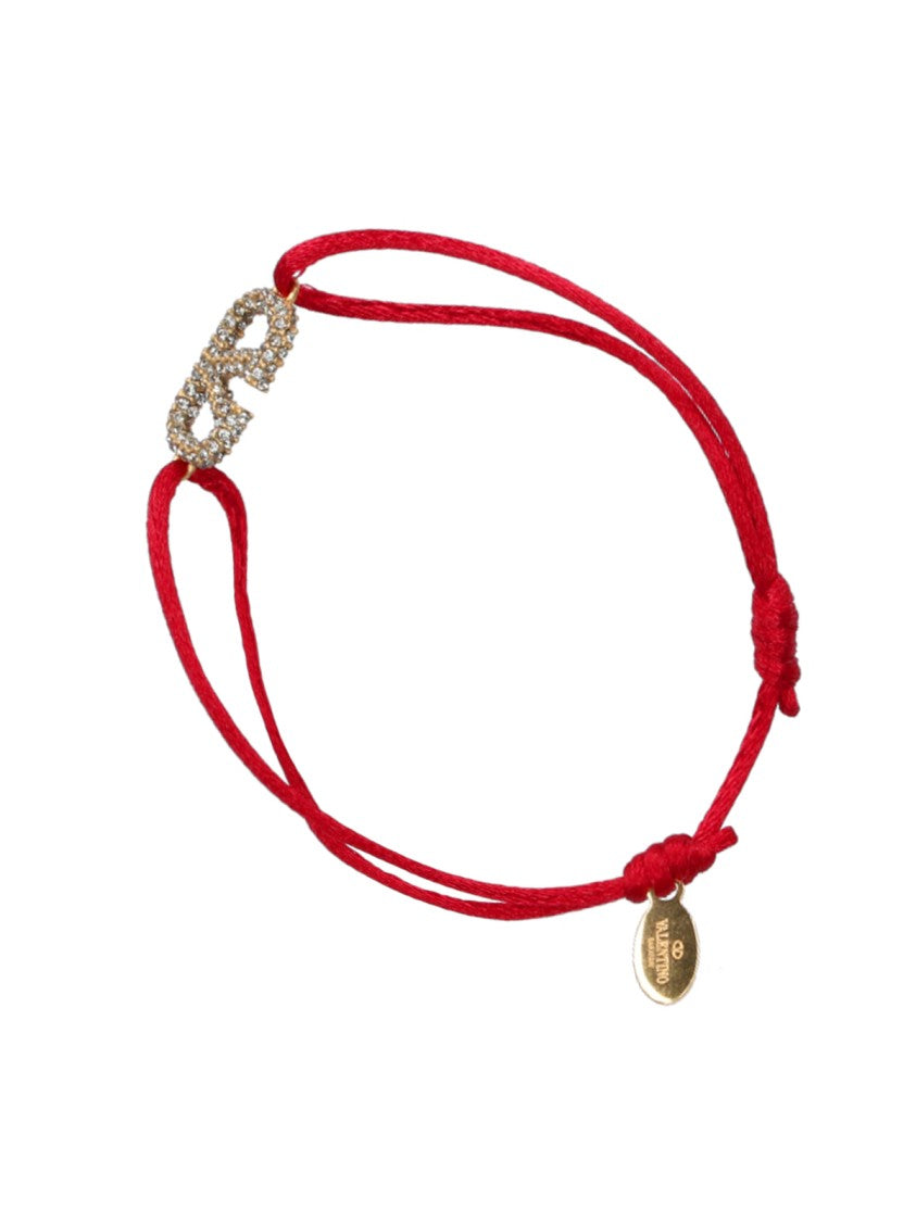 Valentino Garavani Red Cord Bracelet With Gold-Tone Emblem