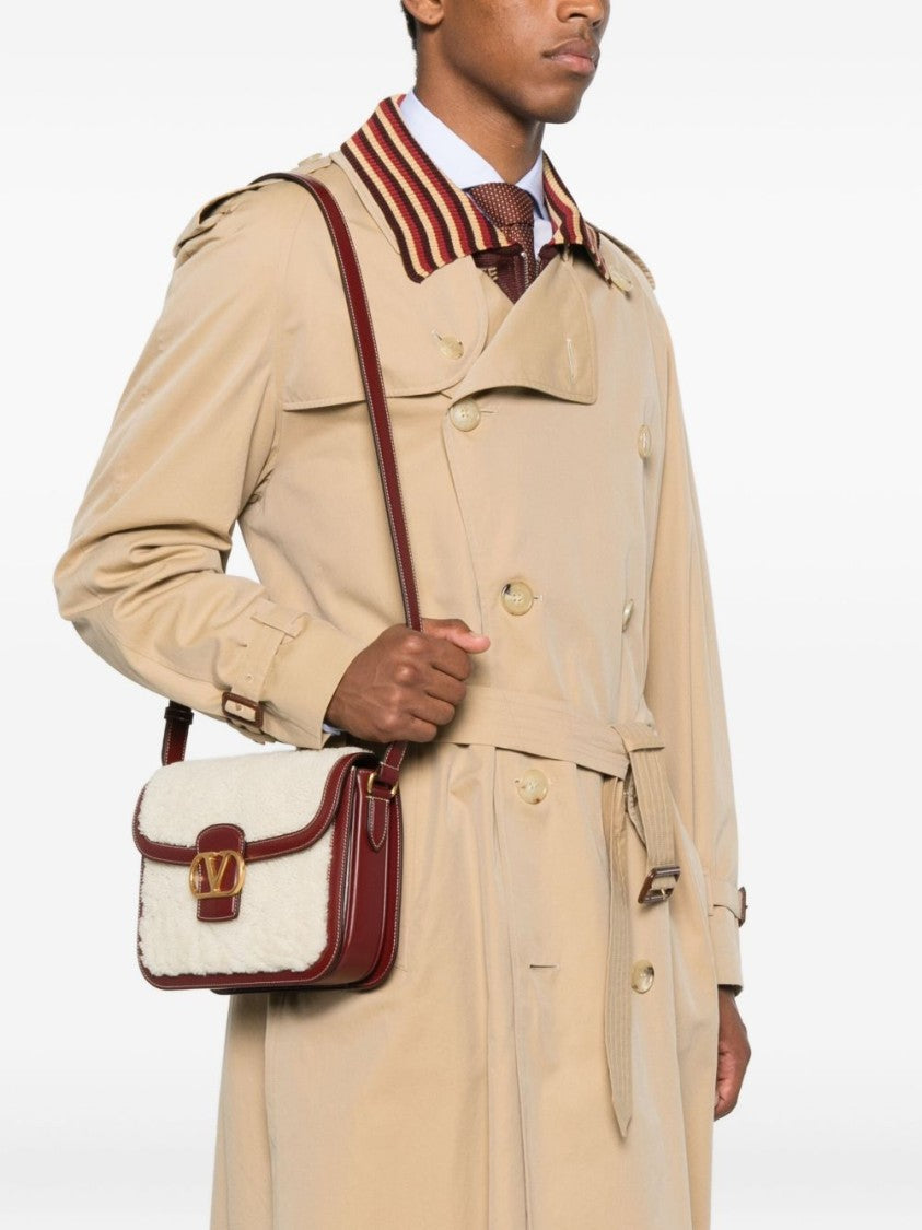 Valentino Garavani Structured Shearling And Leather Shoulder Bag