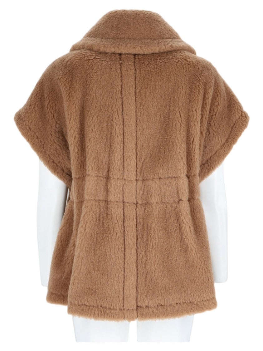 Max Mara Short Camel Hair Leather Belt Coat