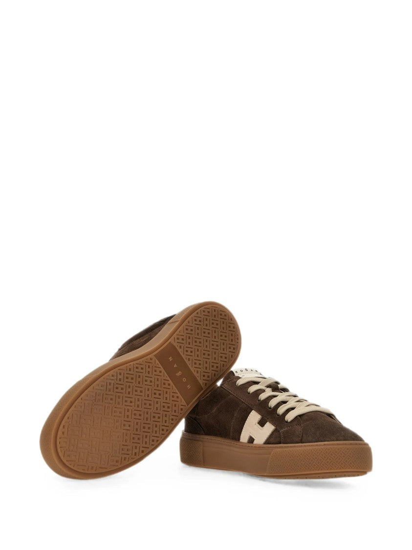Hogan Brown Suede Low-Top Sneakers With Cream Logo