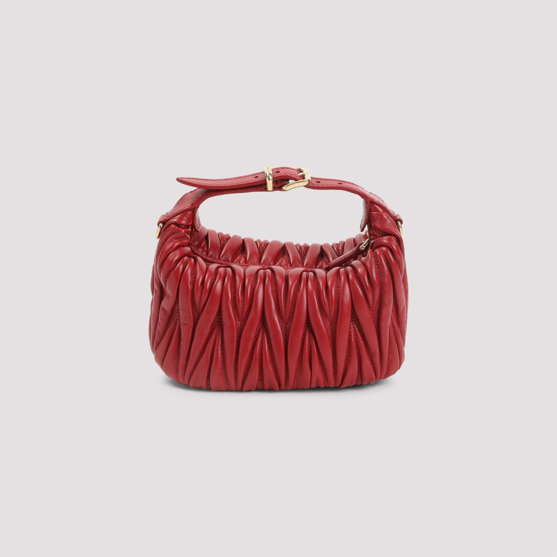 Miu Miu Compact Ruched Red Leather Clutch Bag