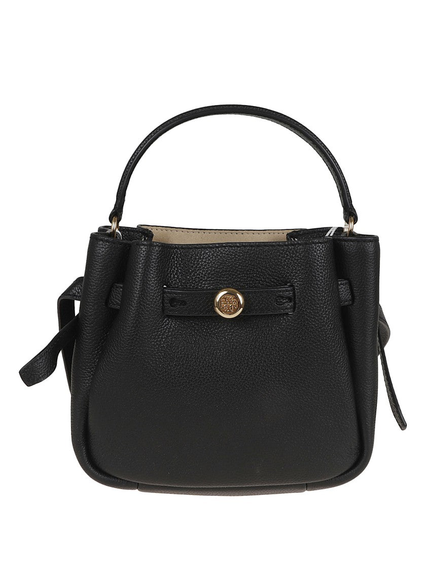 Tory Burch Textured Black Leather Shoulder Bag