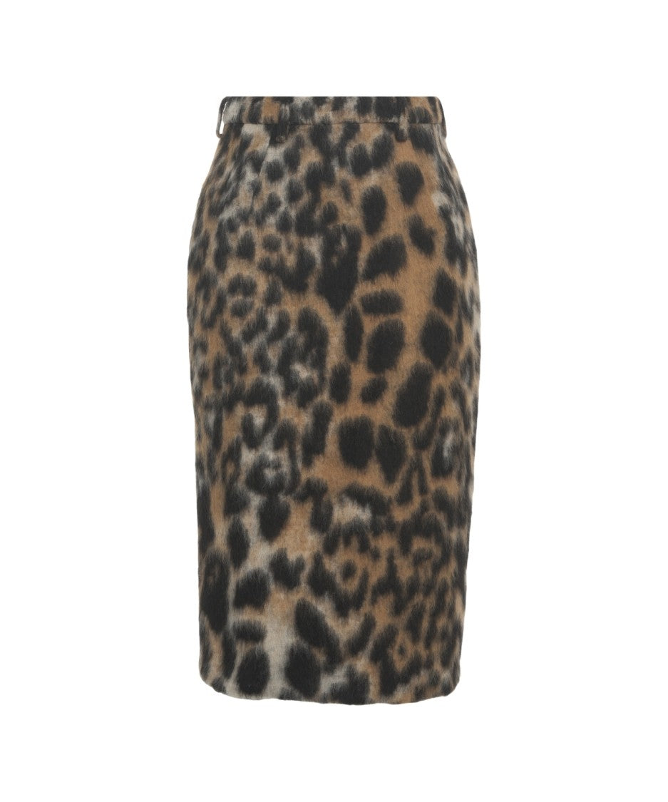 N°21 Animal Print Midi Pencil Skirt With High Waist And Belt Loops