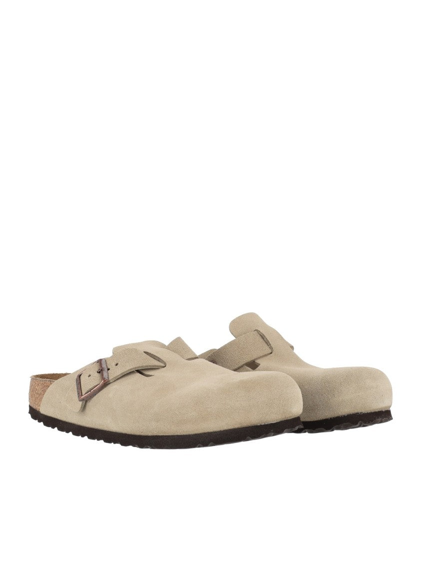 Birkenstock Taupe Boston Sfb Suede Sandals