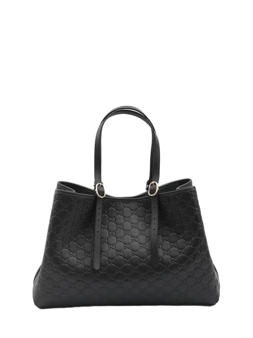 Gucci Embossed Leather Tote Bag With Adjustable Handles