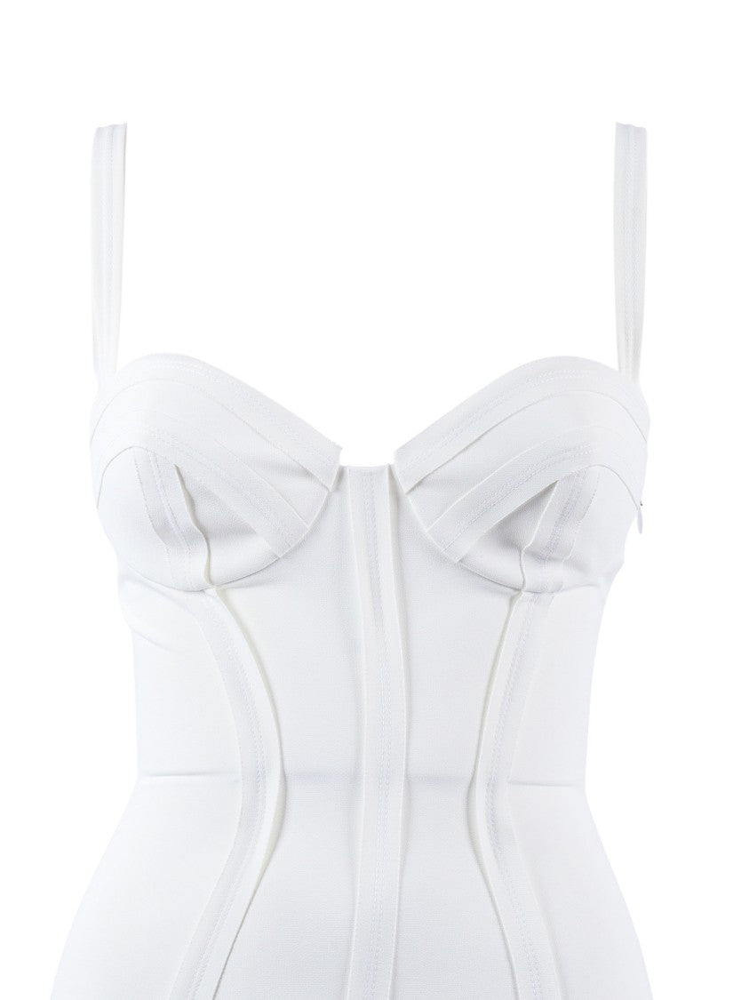 Elisabetta Franchi Bodycon Mini Dress With Structured Bustier And Contouring Seams