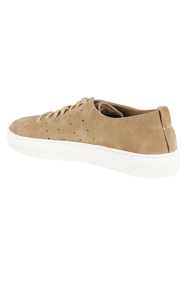 Seboy's Beige Leather Lace-Up Sneakers
