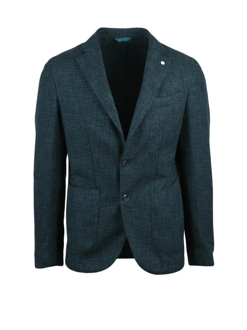 L.B.M. 1911 Fitted Jacket With Textured Fabric And Notch Lapel