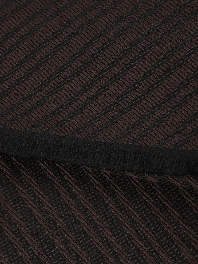 Emporio Armani Herringbone Pattern Virgin Wool Scarf