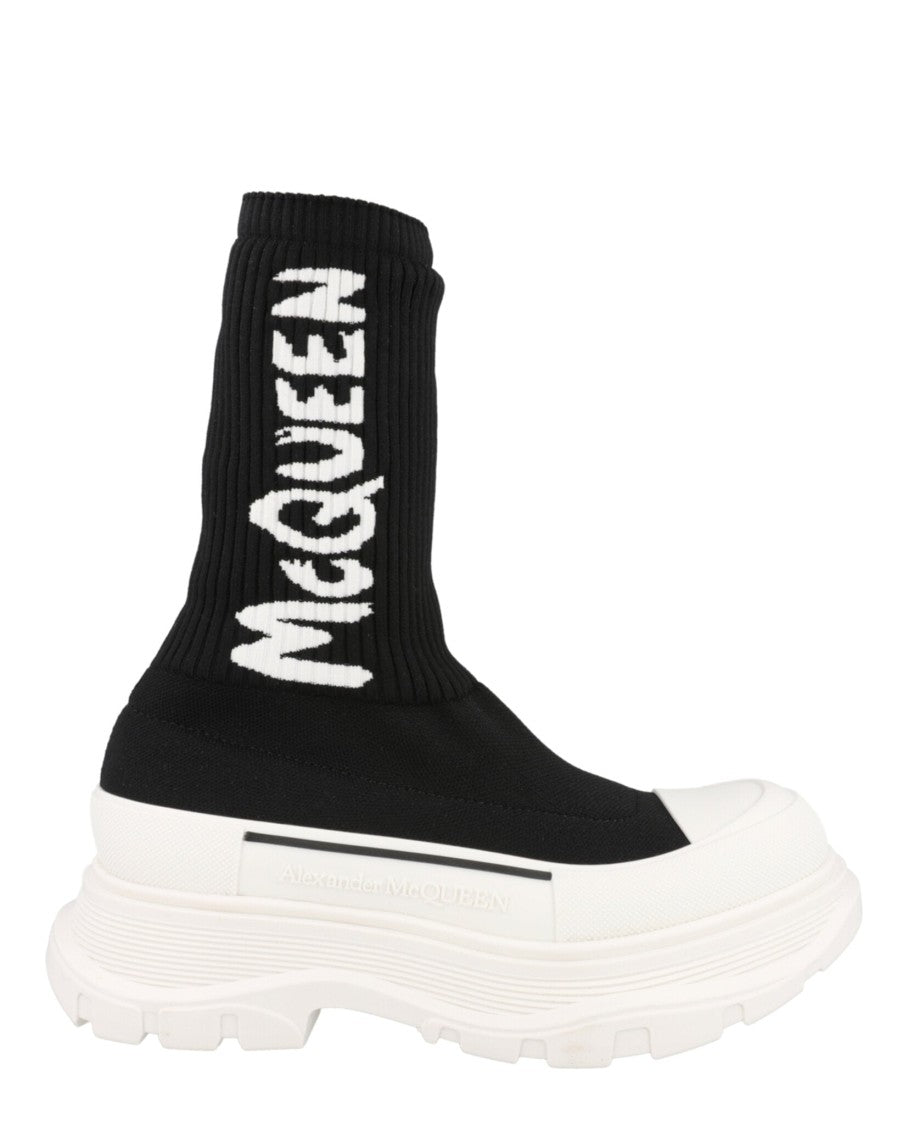 Alexander Mcqueen Ribbed Tread Slick Boots