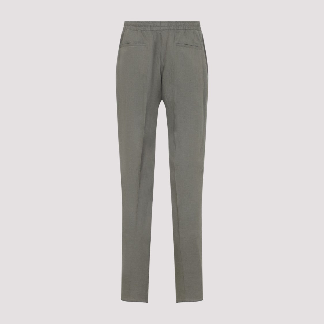 Kiton Slim Tailored Fit Green Linen Trousers