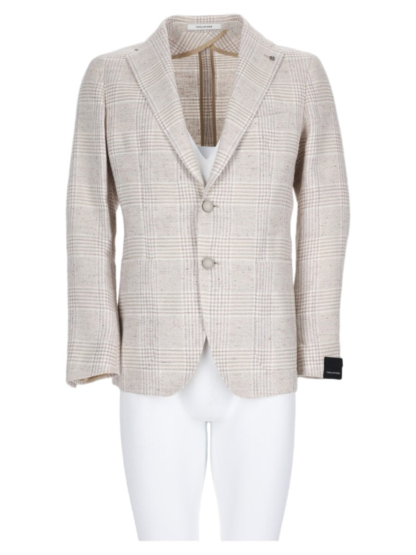 Tagliatore Tailored Checkered Blazer With Notch Lapel And Structured Shoulders