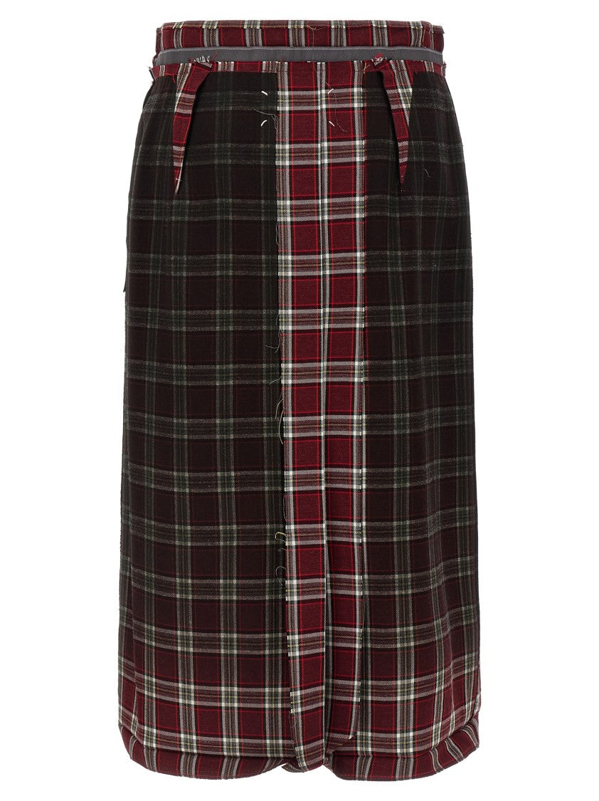 Maison Margiela Checked Wool Blend 'Rovesciato' Skirt