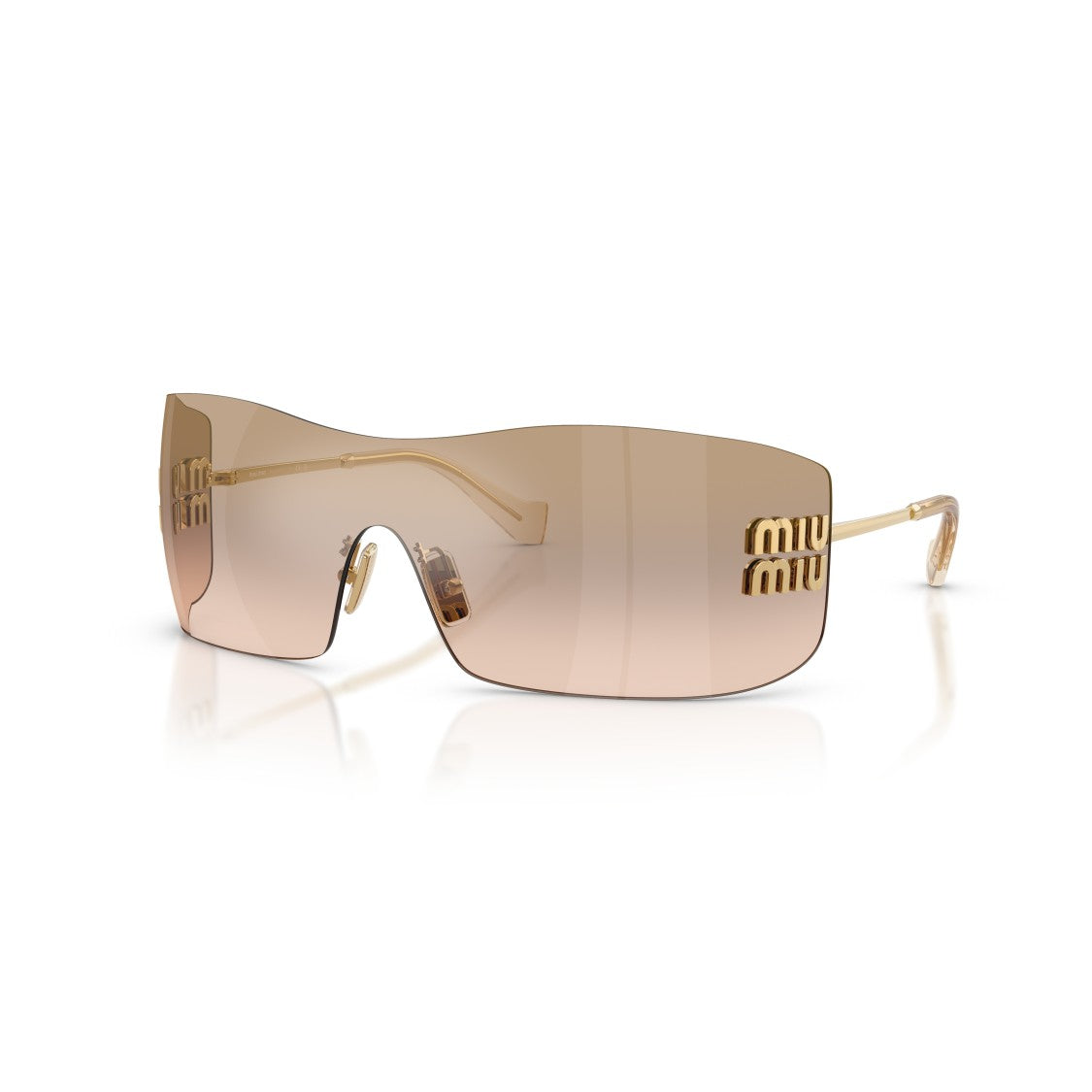 Miu Miu Rimless Brown Gradient Sunglasses With Gold Temples