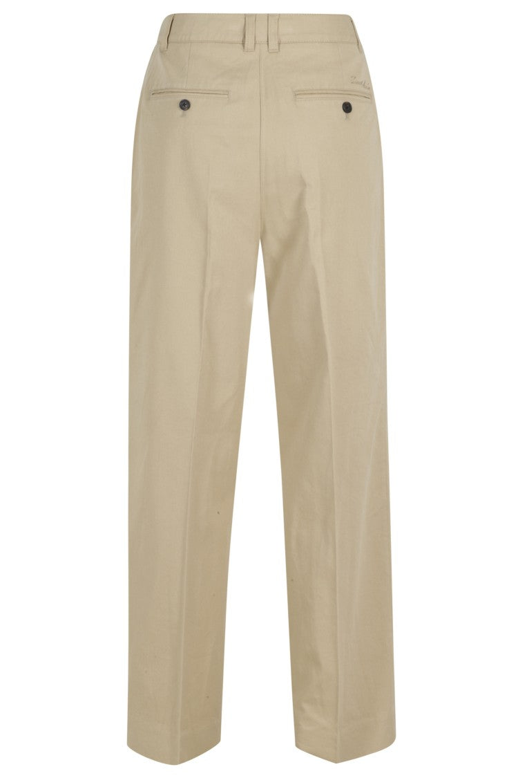 Dunst Beige Double Pleated Chino Double-Pence Cotton-Blend Chino Pants