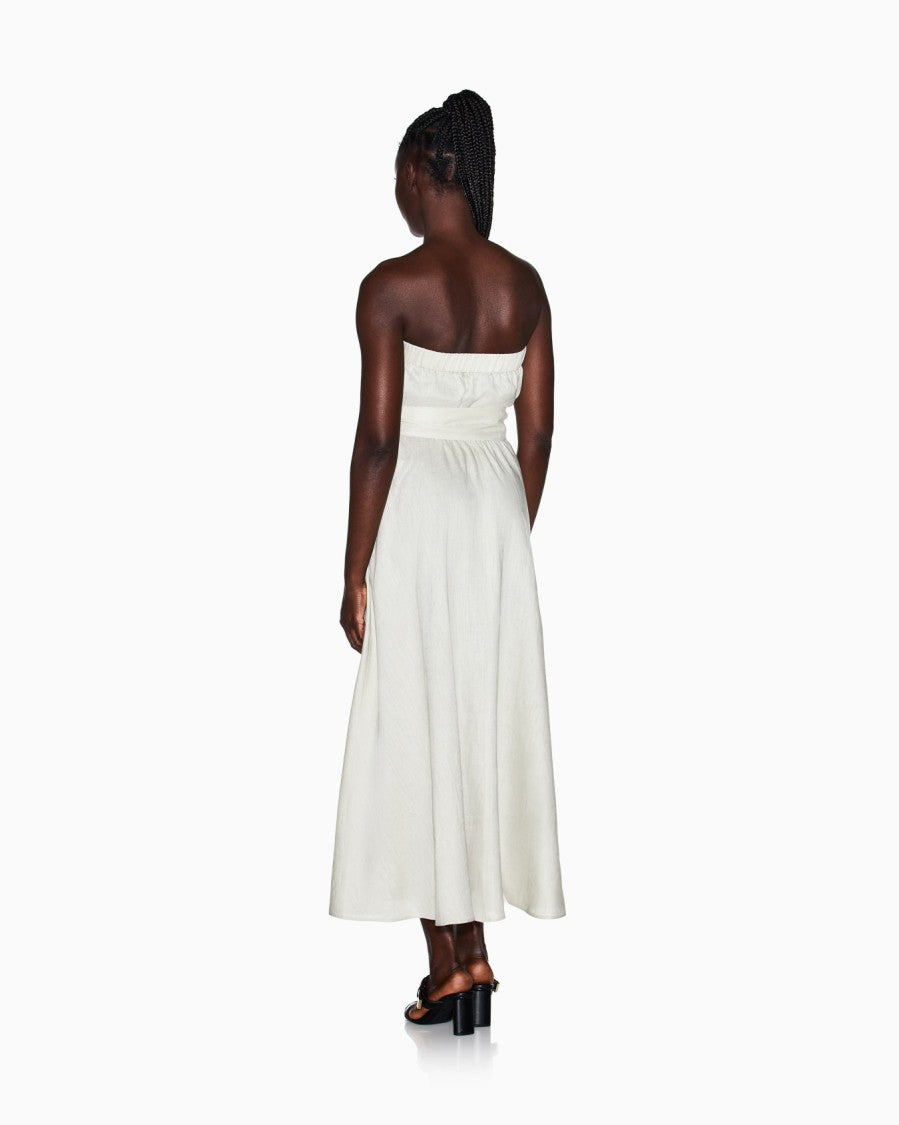 Armani Exchange Linen Popeline Self-Tie Invisible Zip Maxi Dress