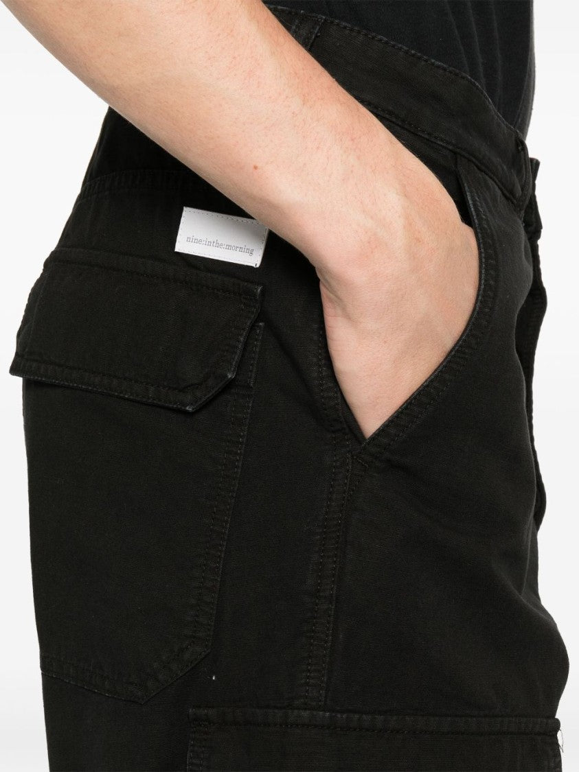 Nine In The Morning Cargo-Style Black Jeans With Functional Pockets