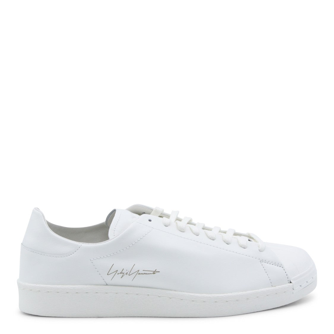 Y-3 White Leather Low-Top Sneakers