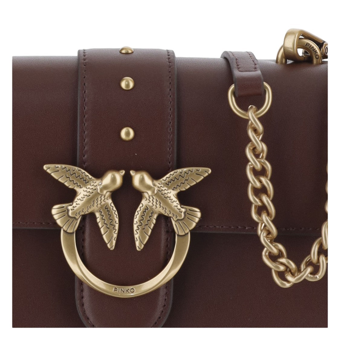 Pinko Love One Mini Bordeaux Leather Shoulder Bag