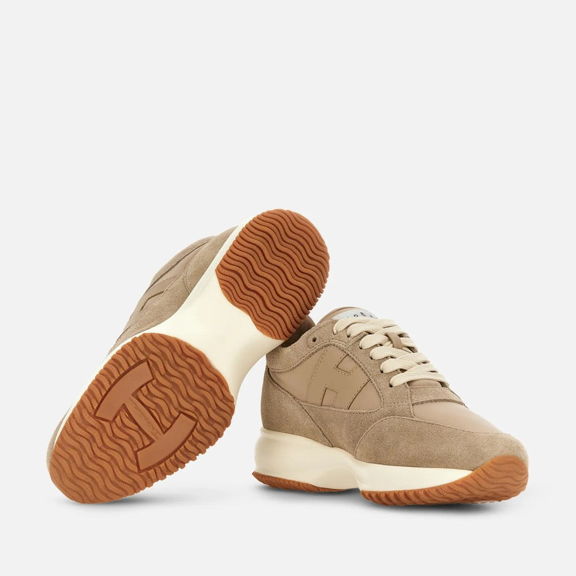 Hogan Beige Interactive H713 Lace-Up Sneakers