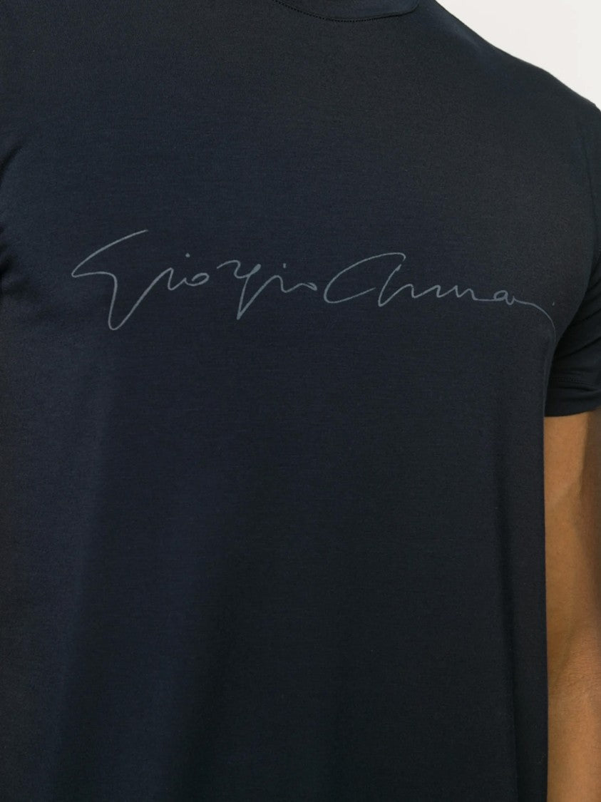 Giorgio Armani Signature Logo Crewneck Cotton T-Shirt