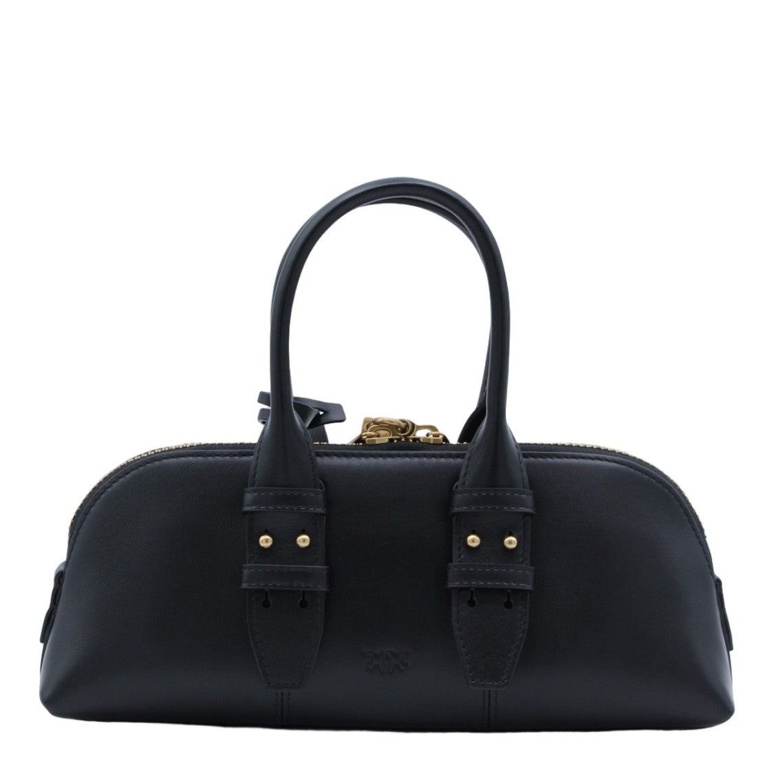 Pinko Structured Black Handbag With Gold-Tone Accents