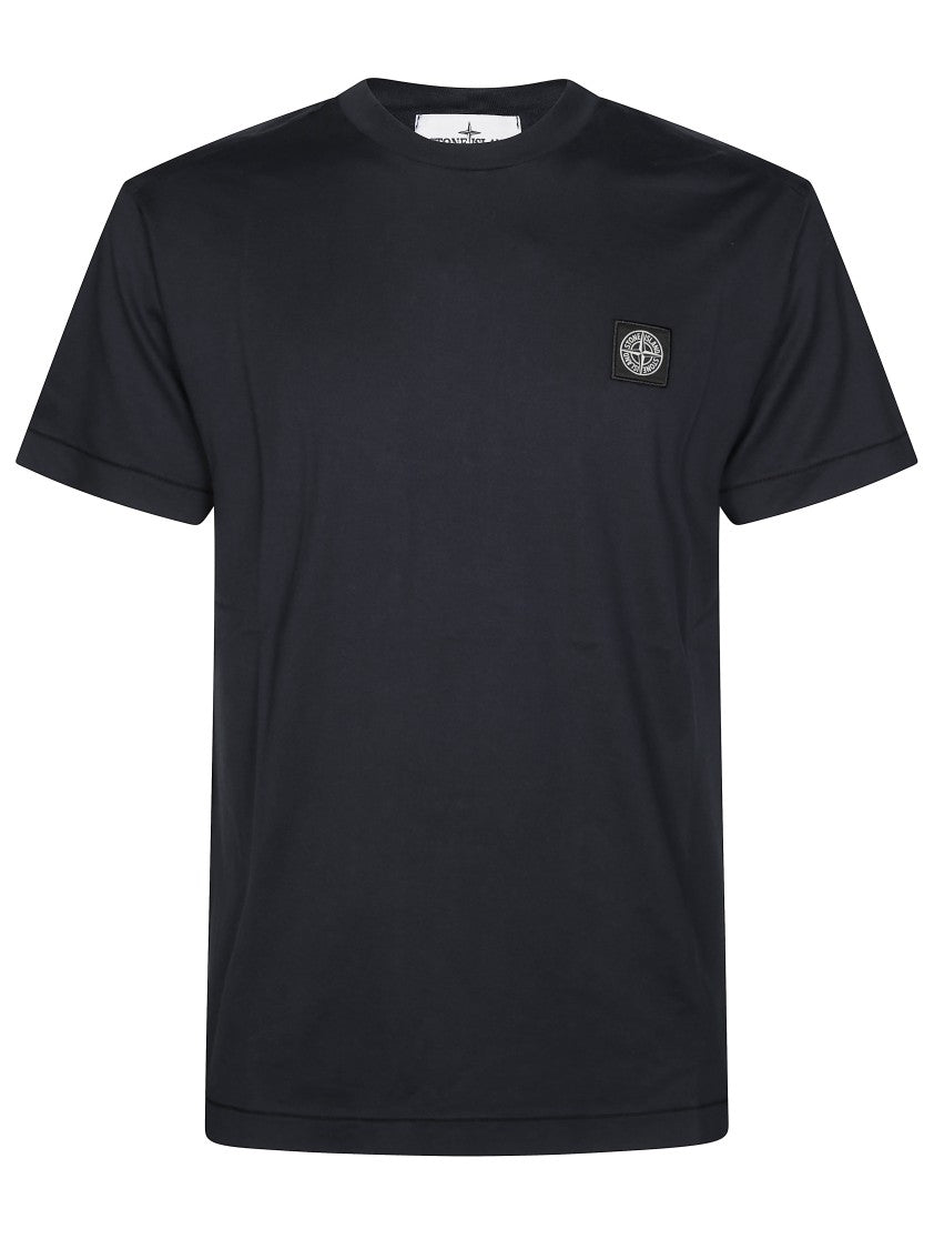 Stone Island Minimalist Blue T-Shirt With Subtle Logo Patch