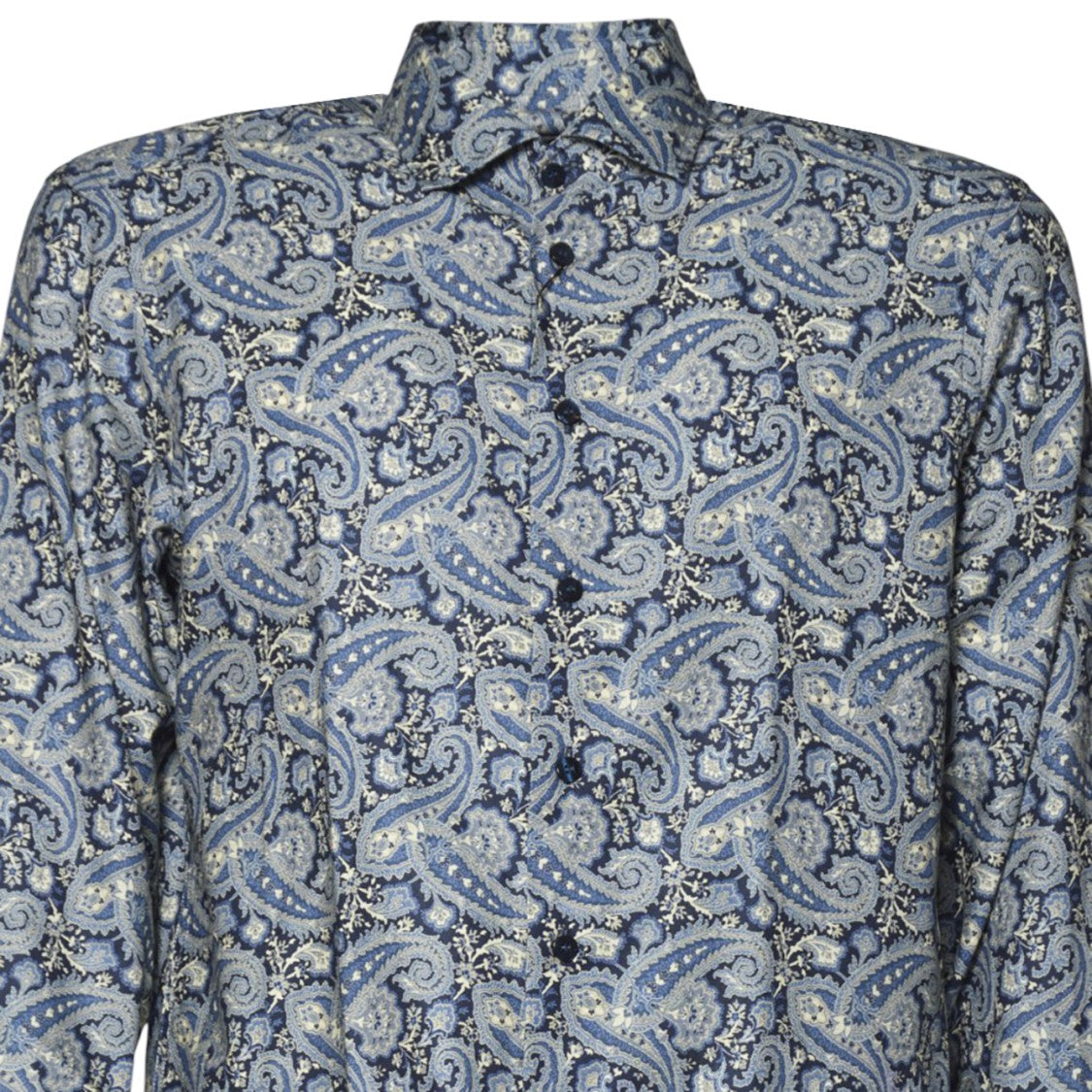 Etro Blue Cotton Shirt Floral Paisley Print