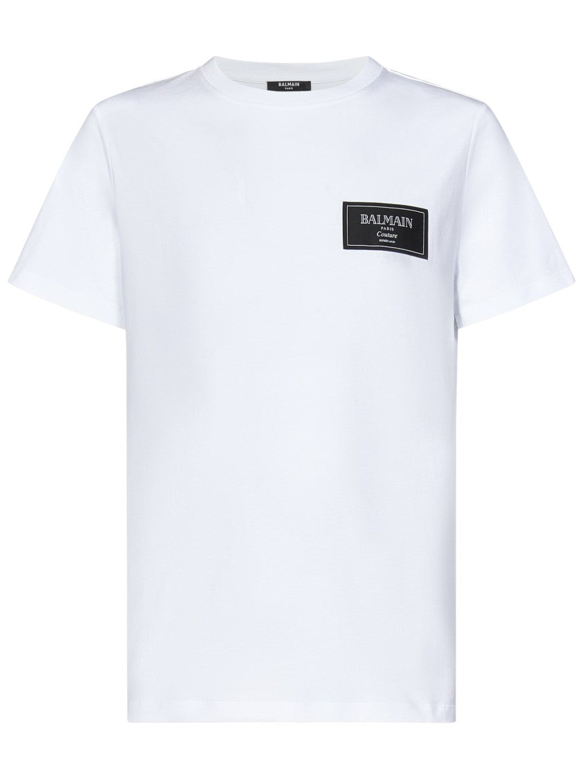 Balmain White Cotton Jersey T-Shirt With Couture Label