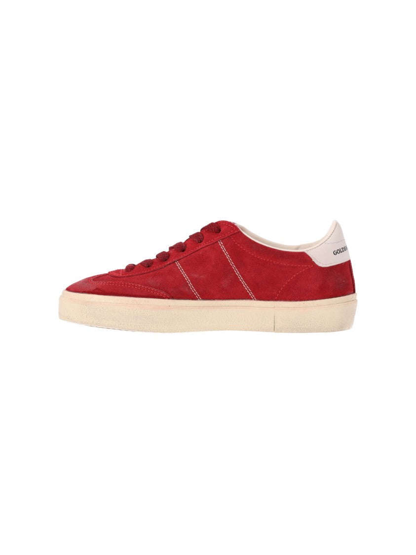 Golden Goose Rounded Toe Red Calf Leather Sneakers