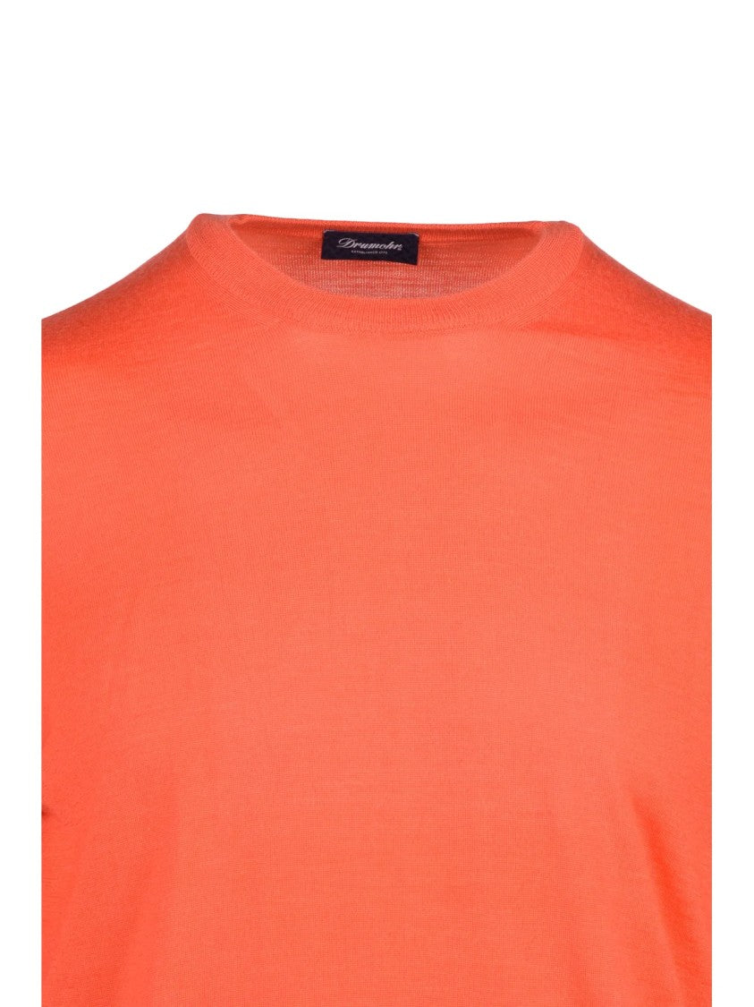 Drumohr Orange Cashmere-Blend Crewneck Sweater