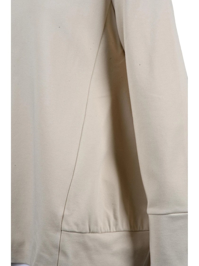 Meimeij White Flared Boat Neck Viscose-Blend Sweatshirt
