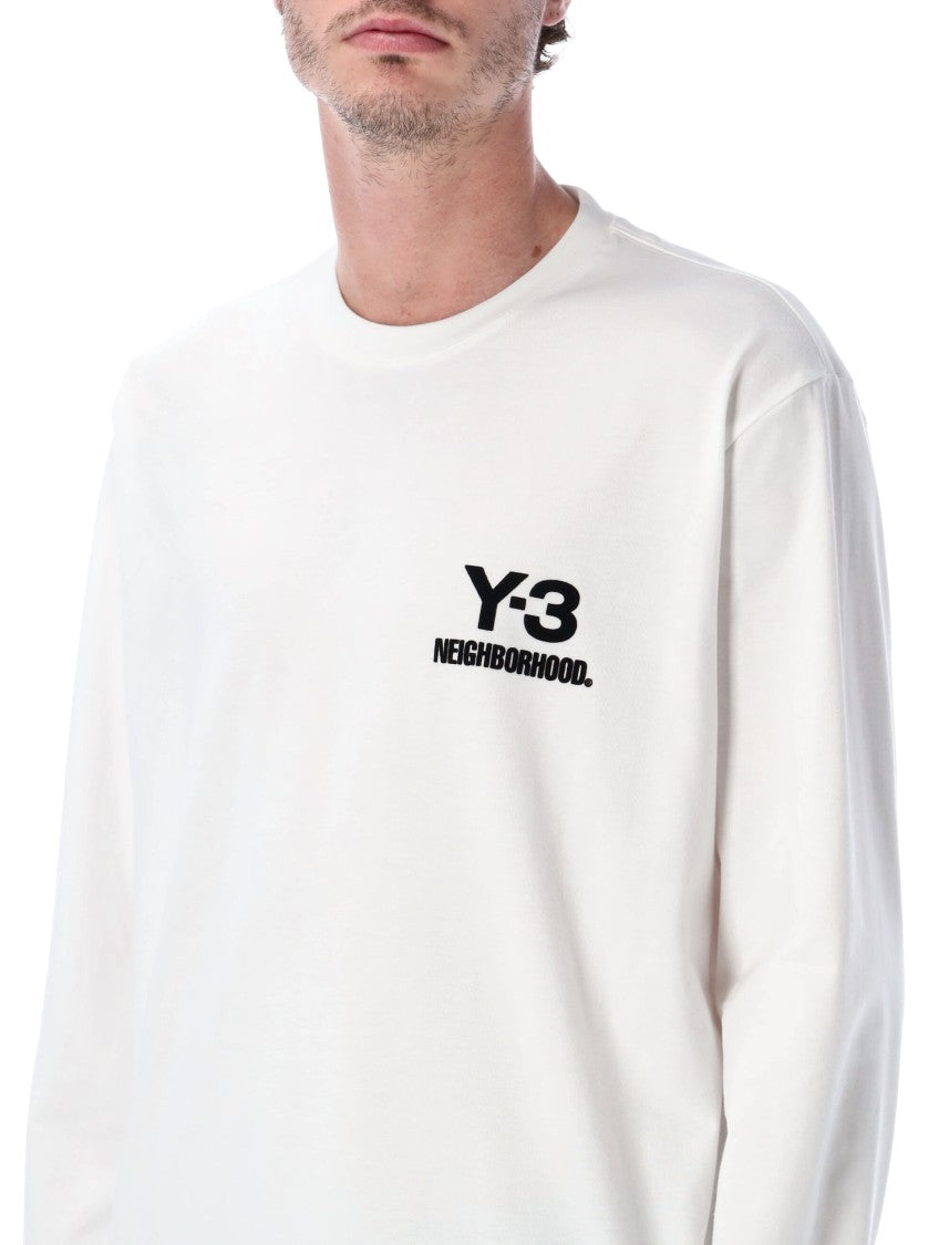 Y-3 X Neighborhood Y-3 Nbhd Long Sleeve White Cotton T-Shirt